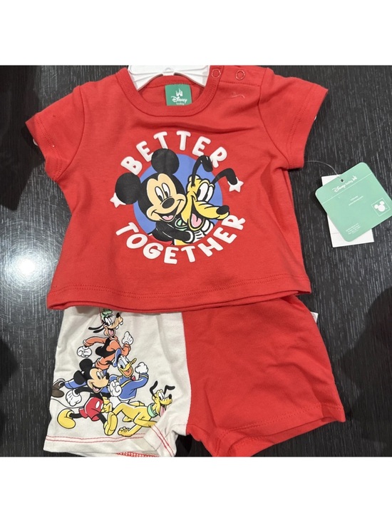 Disney Other - Disney Baby 2 Piece Set T Shirt And Shorts Mickey Size 3-6 Month Cartoon Graphic